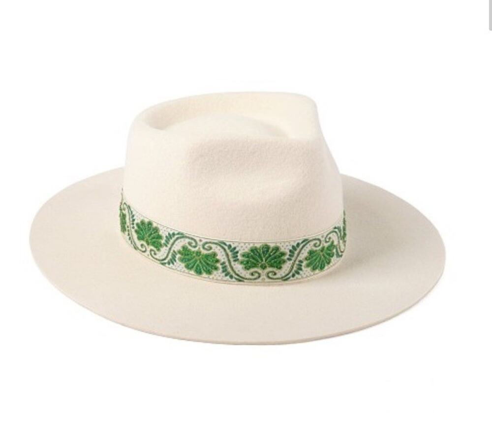 NWT Lack Of Color IVY BEVERLY Australian Wool Hat | Ivory & Green Large